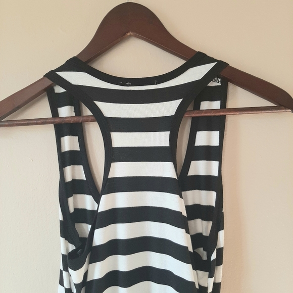 Black White Striped Scrunch Summer Dress - Picture 7 of 8